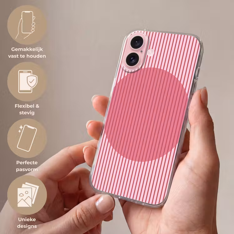 Telefoonhoesje - Abstract - Strepen - Ovaal - Roze - Modern — 4