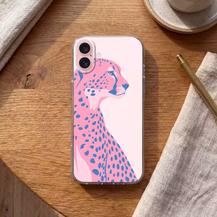 Telefoonhoesje - Dieren - Profiel - Abstract - Roze - Blauw — 2