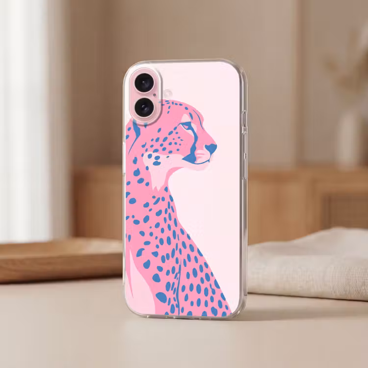 Telefoonhoesje - Dieren - Profiel - Abstract - Roze - Blauw — 3