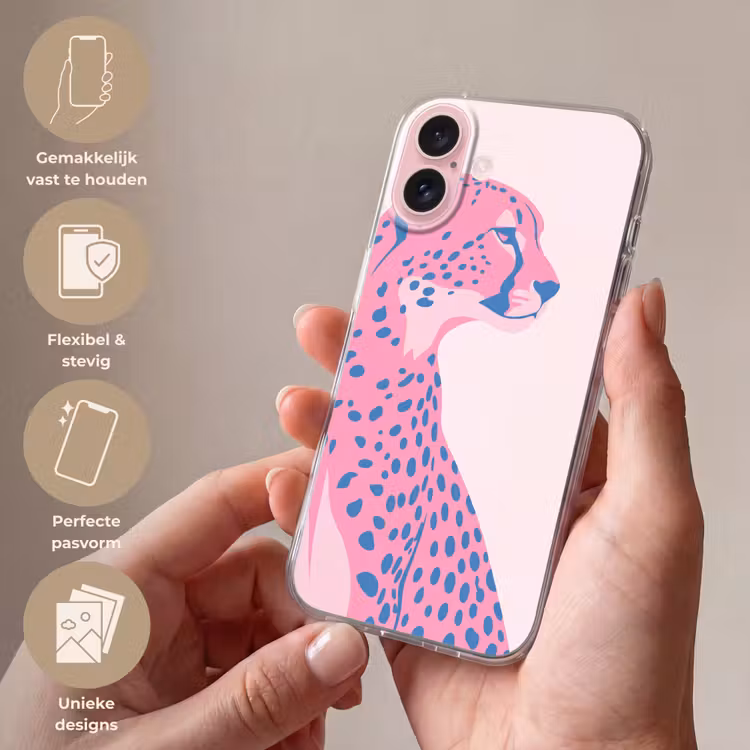 Telefoonhoesje - Dieren - Profiel - Abstract - Roze - Blauw — 4
