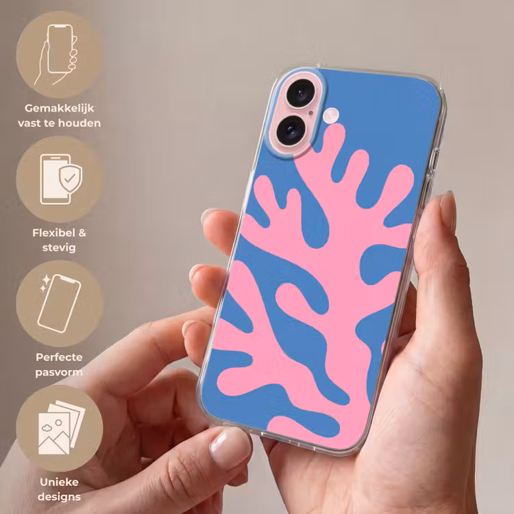 Telefoonhoesje - Abstract - Vormen - Roze - Blauw — 4