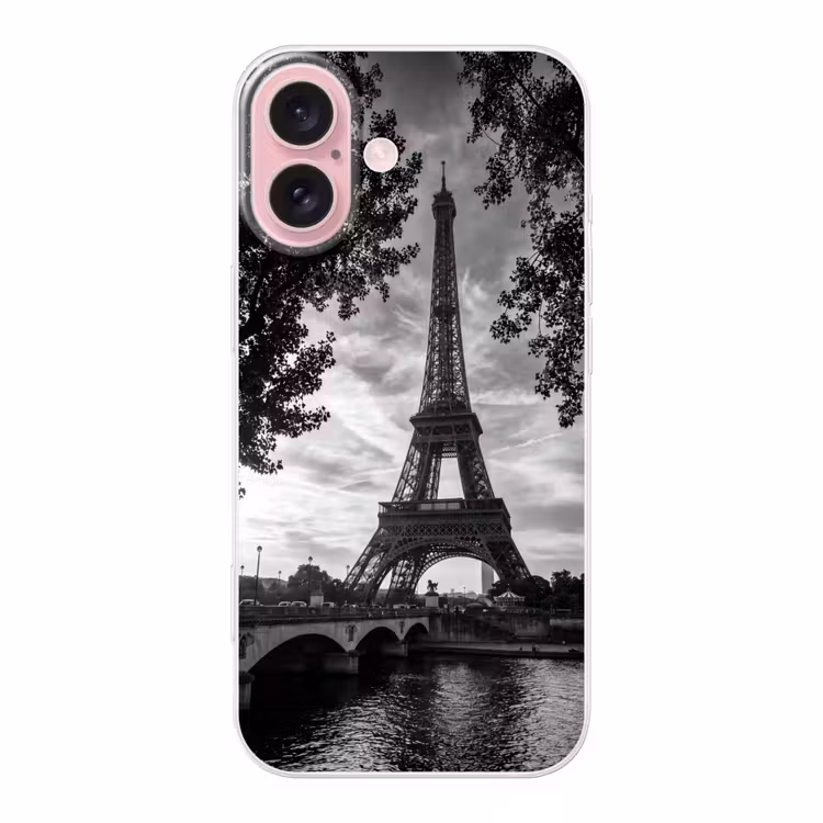 Telefoonhoesje - Eiffeltoren - Parijs - Rivier - Architectuur - Zwart-wit — 1