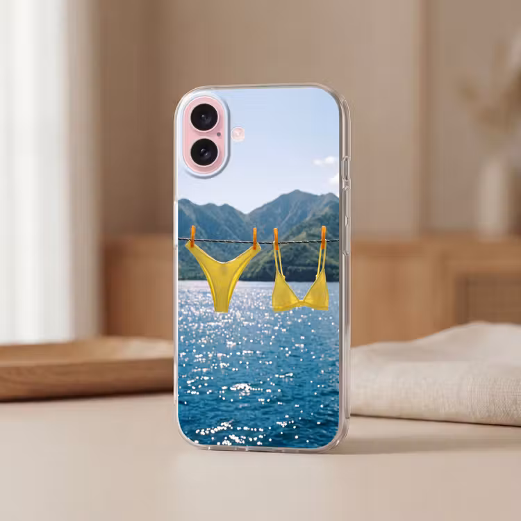 Telefoonhoesje - Badmode - Bikini - Zee - Bergen - Geel — 3