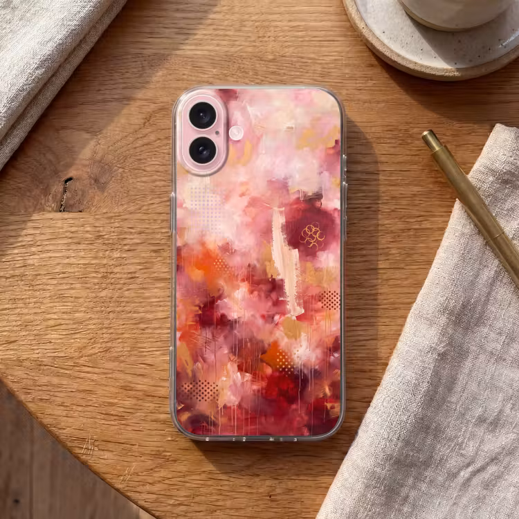 Telefoonhoesje - Abstract - Rood - Goud - Modern - Kunst — 2