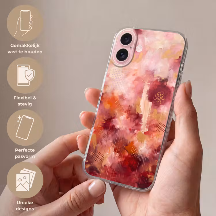 Telefoonhoesje - Abstract - Rood - Goud - Modern - Kunst — 4