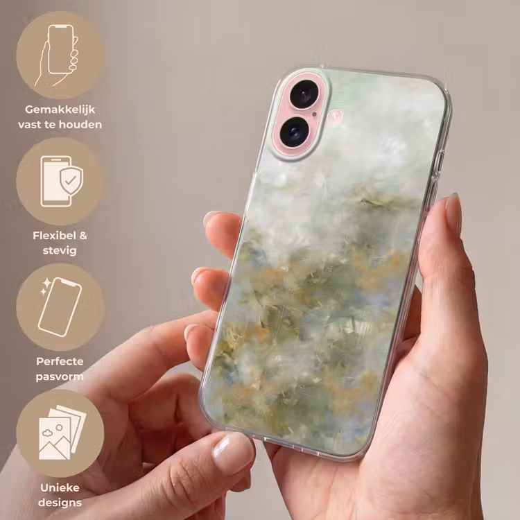 Telefoonhoesje - Abstract - Groen - Beige - Modern - Kunst — 4
