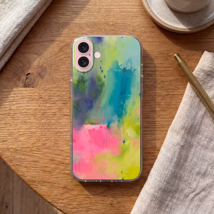Telefoonhoesje - Abstract - Kleuren - Modern - Groen - Roze — 2
