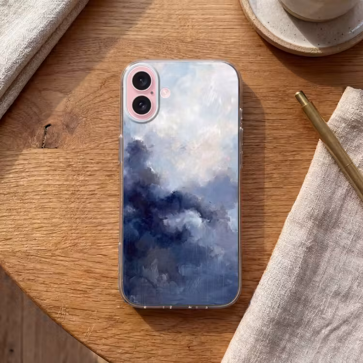 Telefoonhoesje - Abstract - Wolken - Modern - Blauw - Kunst — 2