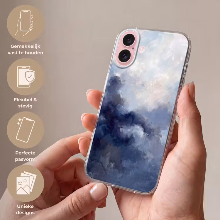 Telefoonhoesje - Abstract - Wolken - Modern - Blauw - Kunst — 4