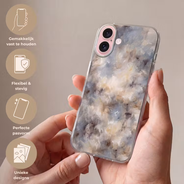 Telefoonhoesje - Abstract - Wolken - Sfeervol - Beige - Grijs — 4