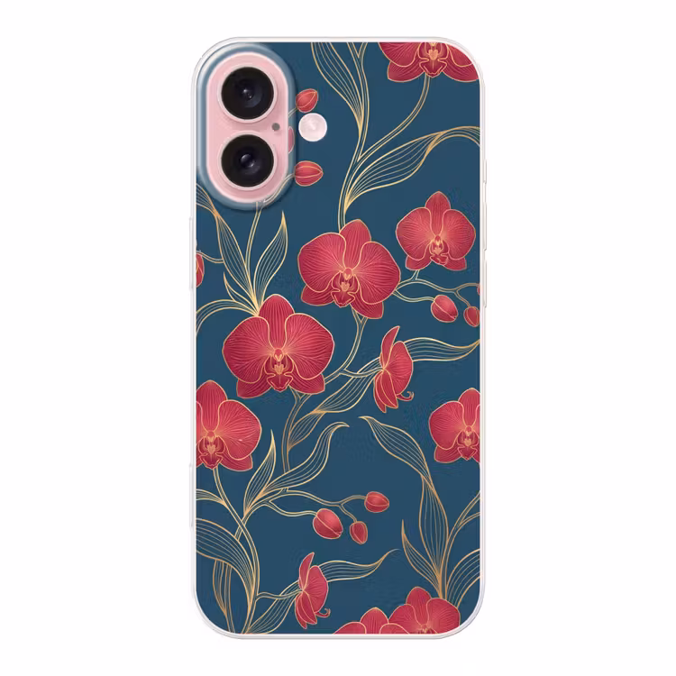 Telefoonhoesje - Bloemen - Rood - Goud — 1