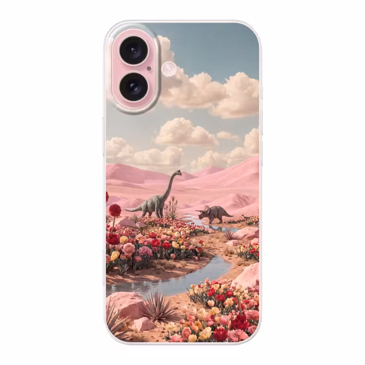Telefoonhoesje - Dinosaurus - Roze - Landschap — 1