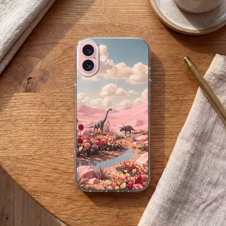 Telefoonhoesje - Dinosaurus - Roze - Landschap — 2