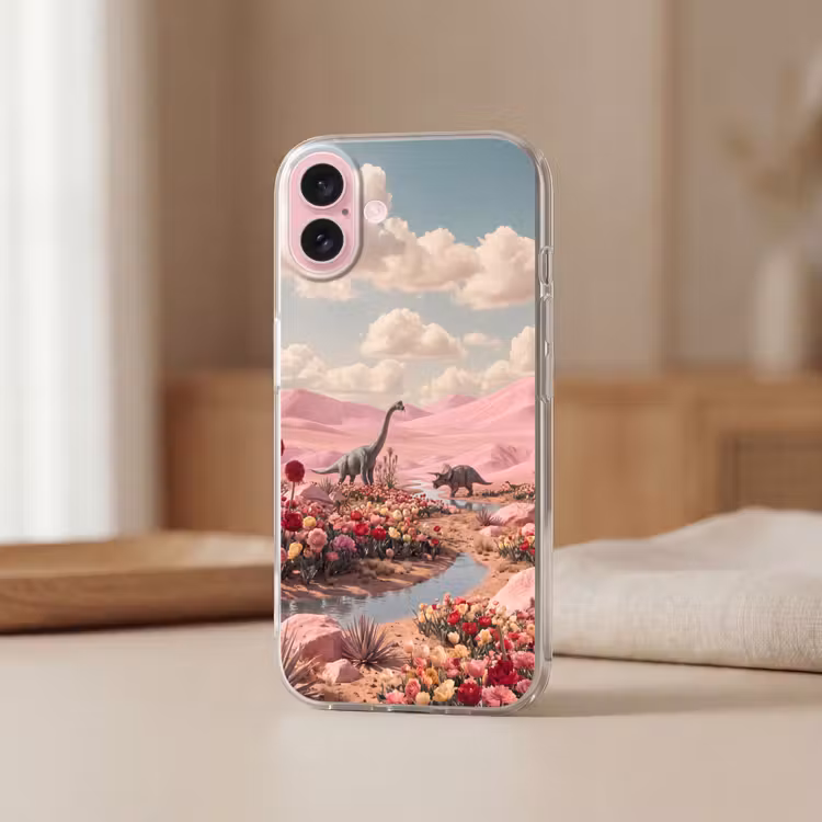 Telefoonhoesje - Dinosaurus - Roze - Landschap — 3