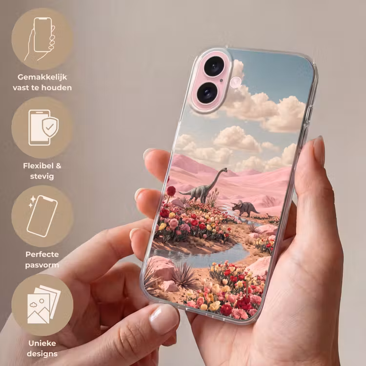 Telefoonhoesje - Dinosaurus - Roze - Landschap — 4
