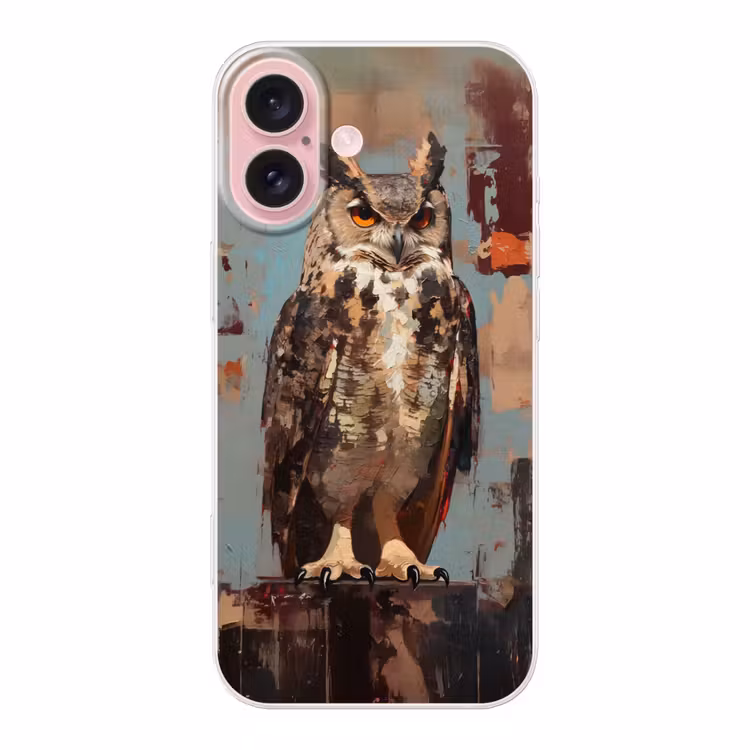 Telefoonhoesje - Geschilderd - Abstract - Uil - Bruin — 1