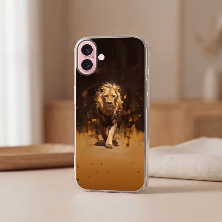 Telefoonhoesje - Leeuw - Geschilderd - Abstract - Goud — 3