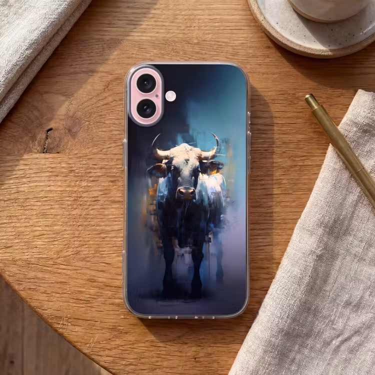 Telefoonhoesje - Stier - Zwart - Abstract - Horens — 2