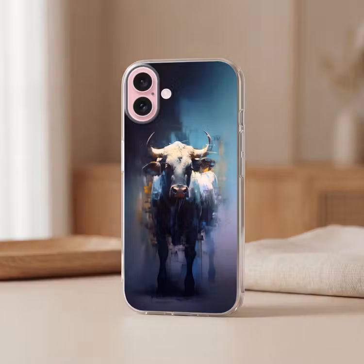 Telefoonhoesje - Stier - Zwart - Abstract - Horens — 3