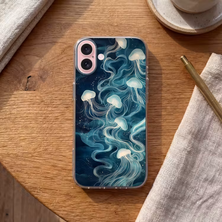 Telefoonhoesje - Kwallen - Zee - Wit - Golven — 2