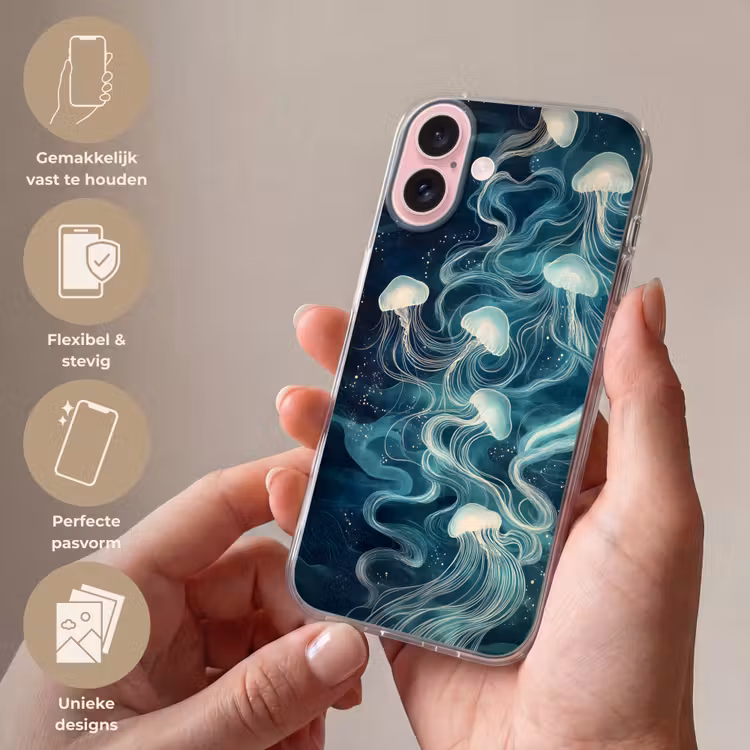 Telefoonhoesje - Kwallen - Zee - Wit - Golven — 4