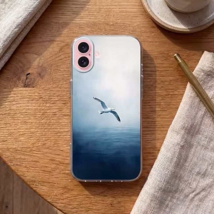 Telefoonhoesje - Meeuw - Wit - Zee - Mistig — 2