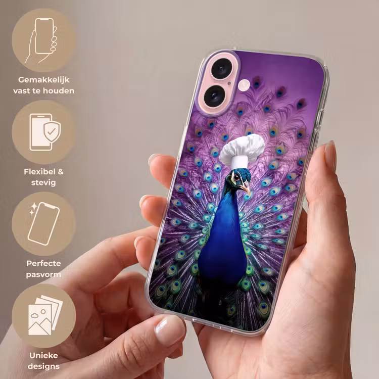 Telefoonhoesje - Pauw - Koksmuts - Cool - Paars — 4