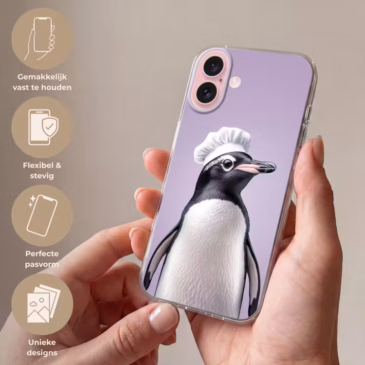 Telefoonhoesje - Pinguïn - Koksmuts - Lief - Paars — 4