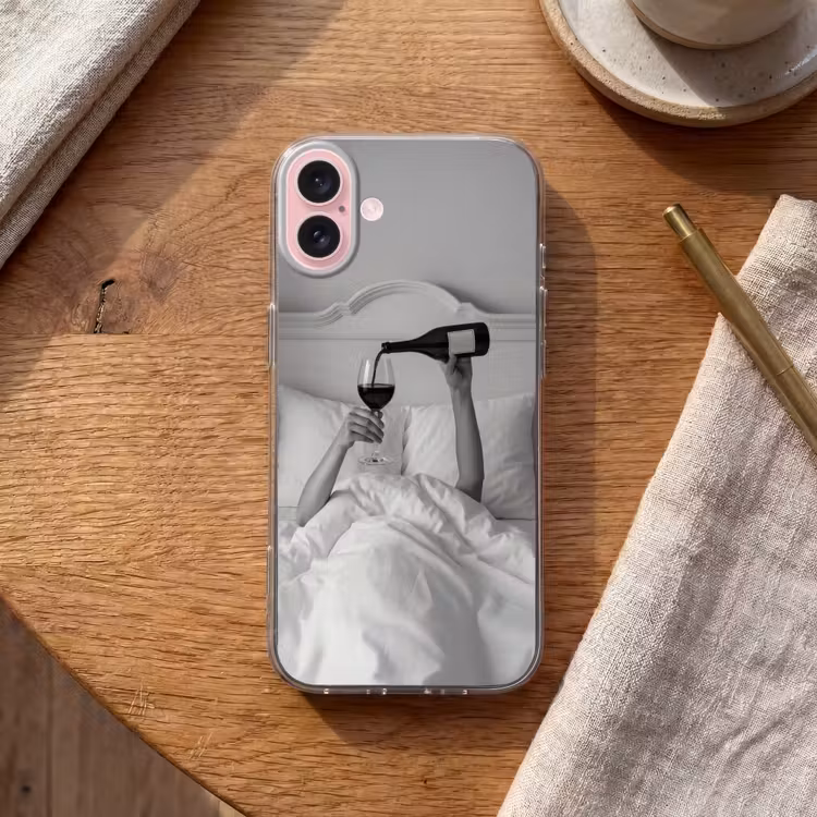 Telefoonhoesje - Lakens - Armen - Wijn - Glas — 2