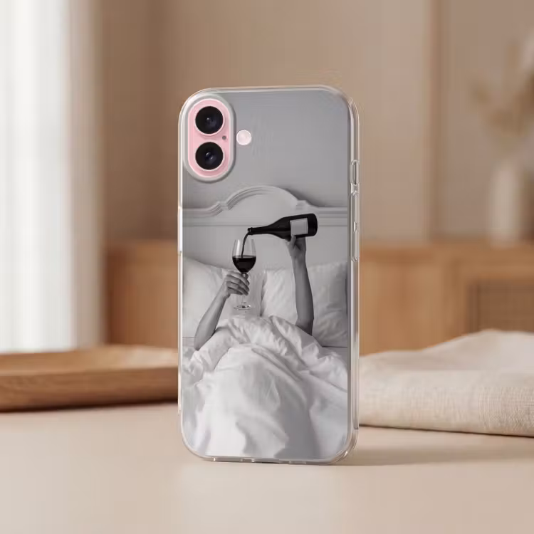 Telefoonhoesje - Lakens - Armen - Wijn - Glas — 3