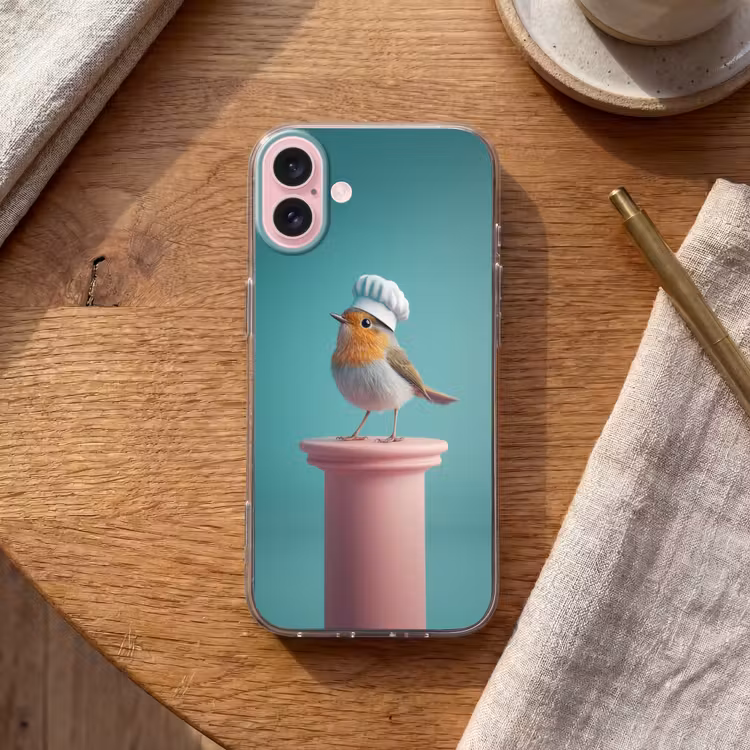 Telefoonhoesje - Roodborstje - Vogel - Koksmuts - Sokkel — 2
