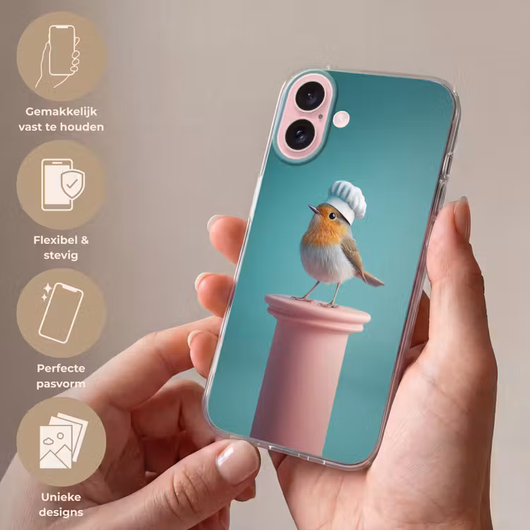 Telefoonhoesje - Roodborstje - Vogel - Koksmuts - Sokkel — 4