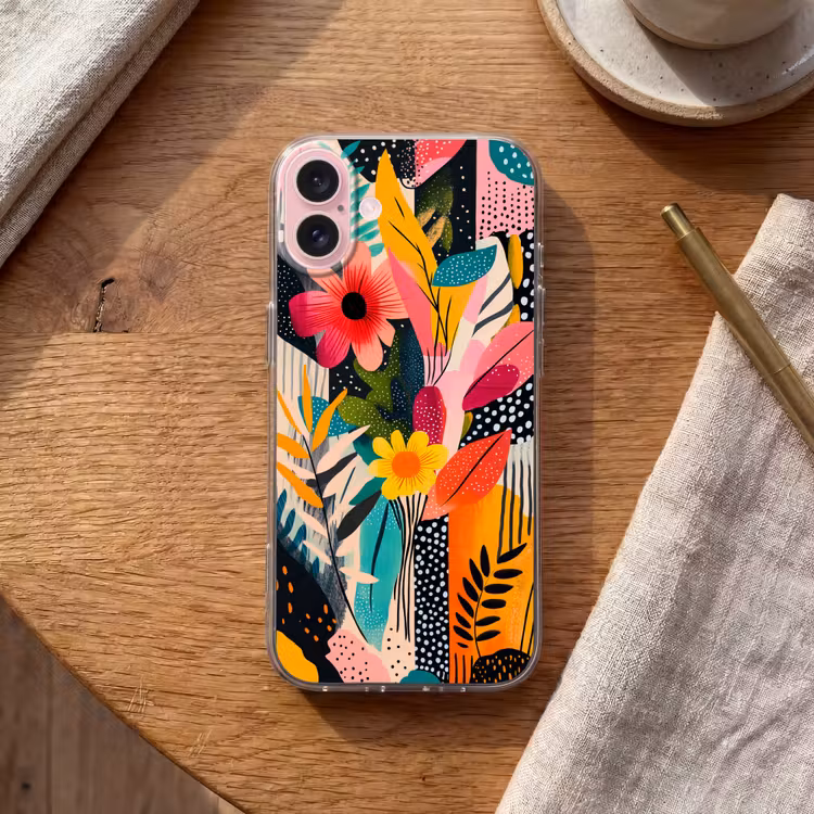 Telefoonhoesje - Schilderij - Abstract - Bloemen - Roze — 2
