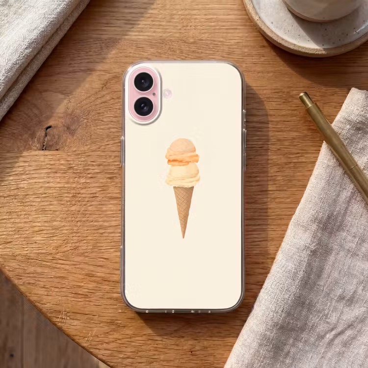 Telefoonhoesje - Minimalistisch - Schepijs - Hoorntje - Beige — 2