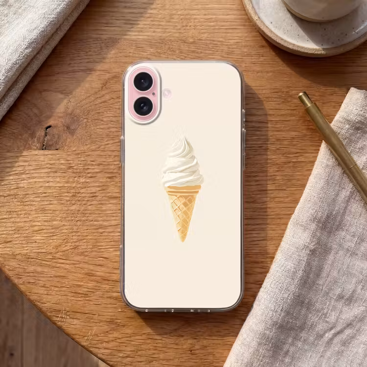 Telefoonhoesje - Softijs - Hoorntje - Wit — 2