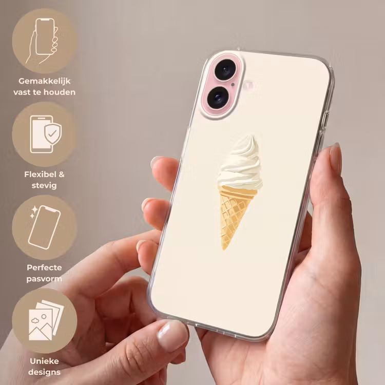 Telefoonhoesje - Softijs - Hoorntje - Wit — 4