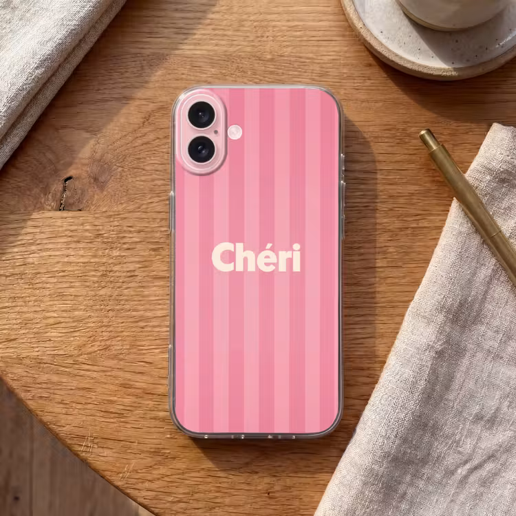 Telefoonhoesje - Gestreept - Roze - Chéri — 2