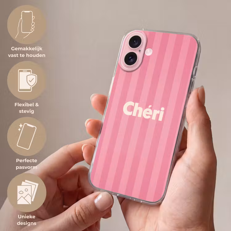 Telefoonhoesje - Gestreept - Roze - Chéri — 4