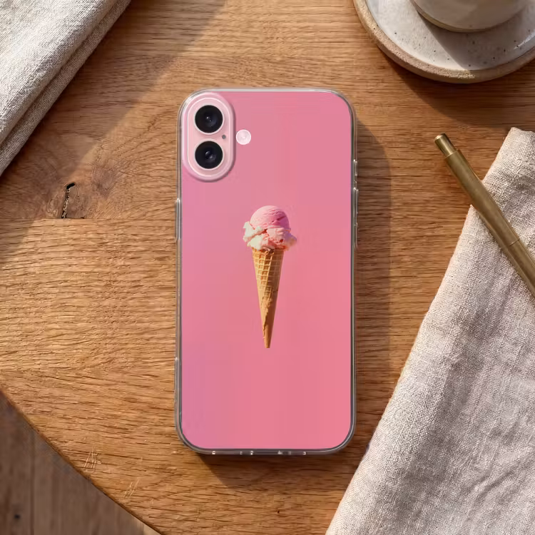 Telefoonhoesje - Hoorntje - Schepijs - Roze — 2
