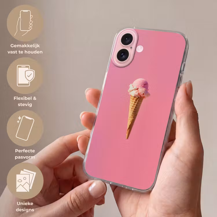 Telefoonhoesje - Hoorntje - Schepijs - Roze — 4
