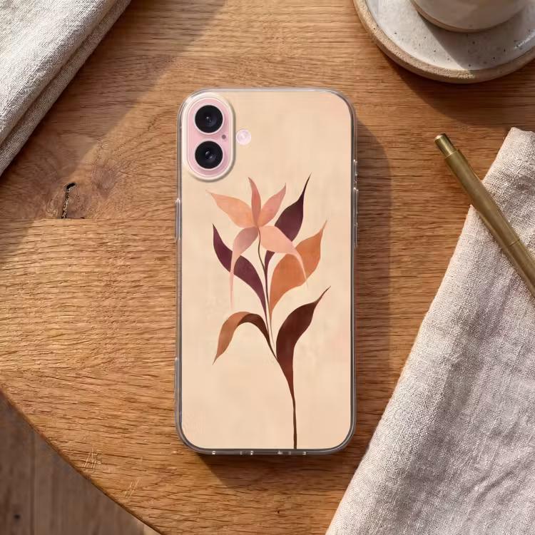 Telefoonhoesje - Minimalistisch - Bloem - Bladeren - Beige — 2