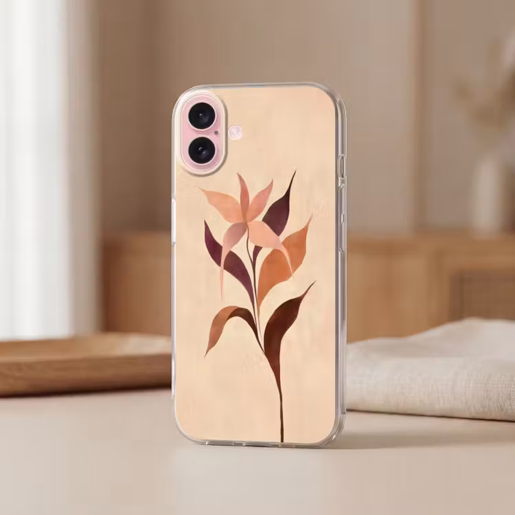 Telefoonhoesje - Minimalistisch - Bloem - Bladeren - Beige — 3