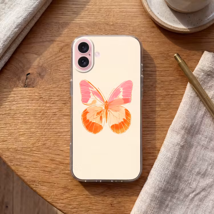 Telefoonhoesje - Oranje - Vlinder - Minimalistisch — 2