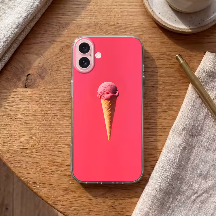 Telefoonhoesje - Schepijs - Roze - Hoorntje — 2