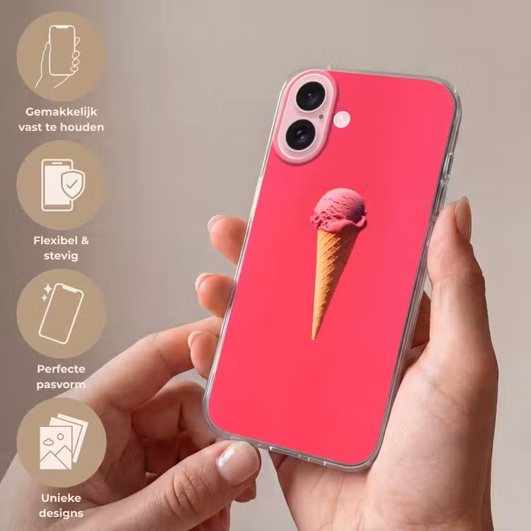 Telefoonhoesje - Schepijs - Roze - Hoorntje — 4