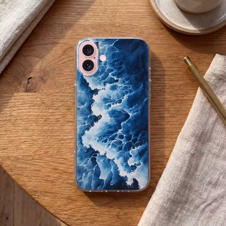 Telefoonhoesje - Golven - Blauw - Schuim — 2