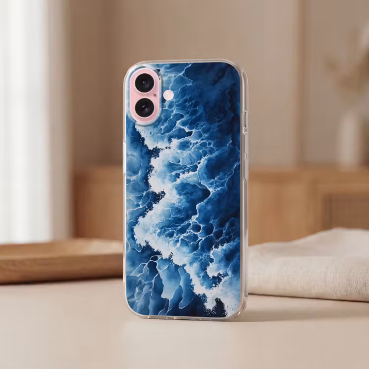 Telefoonhoesje - Golven - Blauw - Schuim — 3
