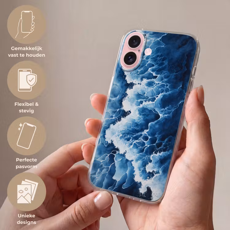 Telefoonhoesje - Golven - Blauw - Schuim — 4