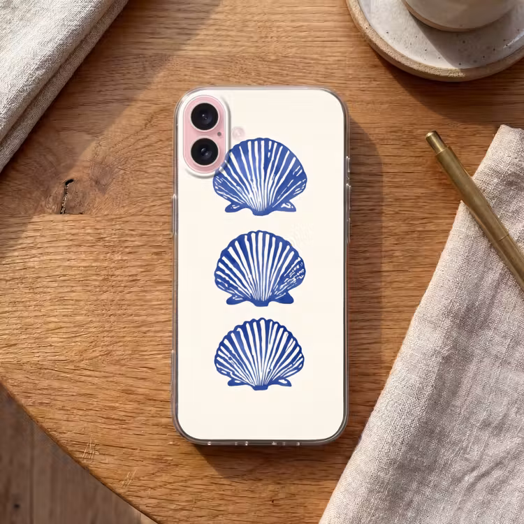 Telefoonhoesje - Schelpen - Blauw - Patroon — 2