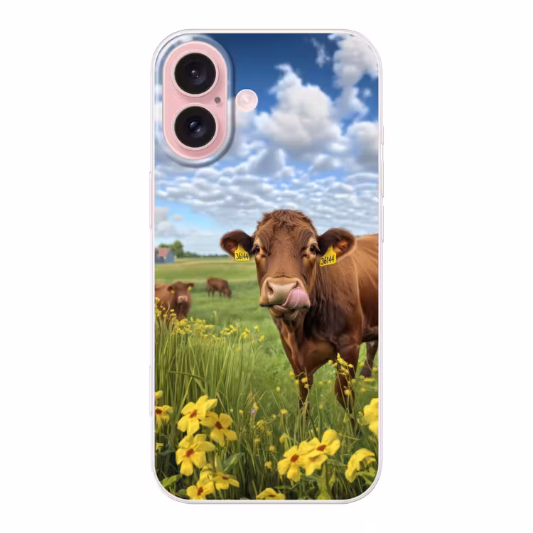 Telefoonhoesje - Koe - Weide - Bloemen — 1